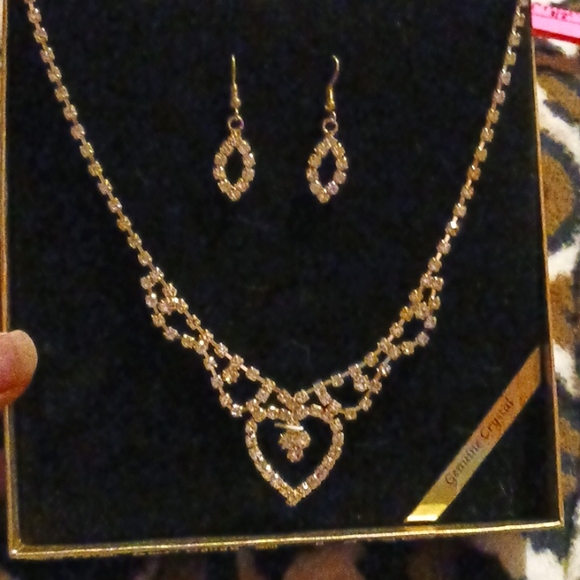 Jewelry - Genuine Crystal Necklace and Earrings Set. NIB